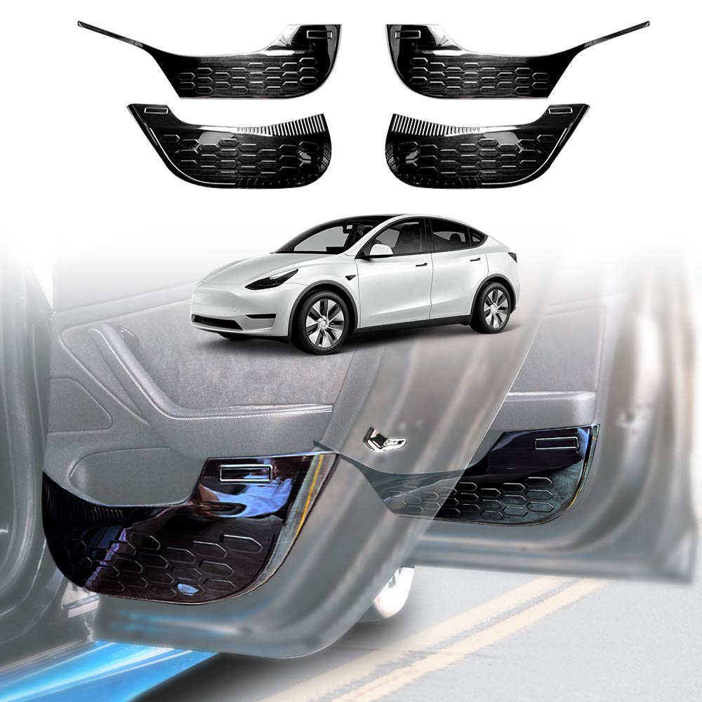 ICOBES Doors Glove Box Panel Anti Kick Pad Protector Carbon Black Cover Sticker Film Wrap Glovebox Car Accessories,Compatible For Tesla Model 3/Y (Color : Carbon For M3 Doors