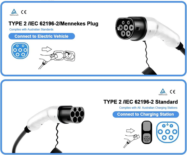 EV Power Charging Cable Type 2 to Type 2 5M 32A BYD ATTO 3 Seal Dolphin