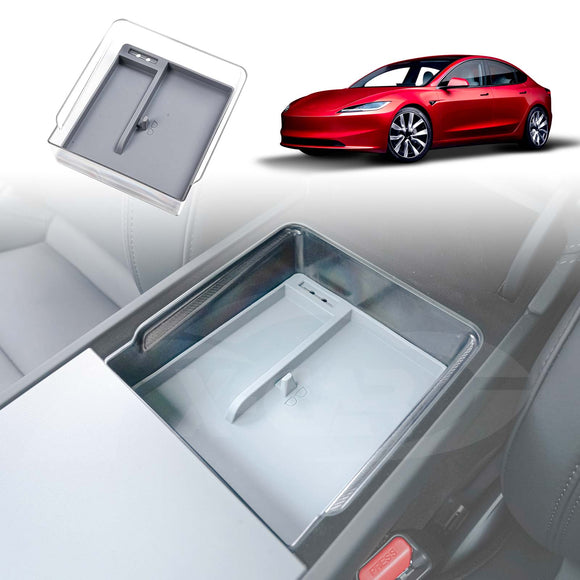 Tesla Model 3 Highland 2023-Onwards Centre Console Organizer Tray Storage Container with Silicone Mat