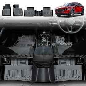 3D Floor Mats for Mazda CX-30 CX30 2019-2025 All-Weather Car Liners displayed in a car interior