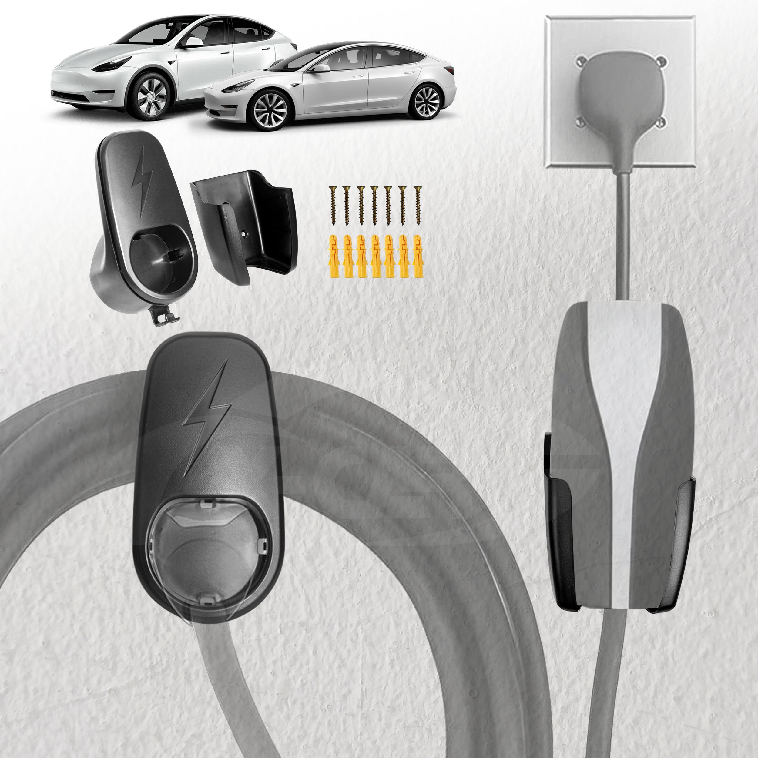 Tesla Model Y/3/S/X Charging Cable Organizer Wall Mount Adapter ...