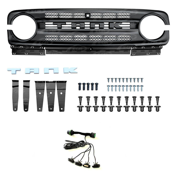 Front Bumper Grille with Led Light for GWM Tank 300 2023-2025 Mesh Frame Exterior