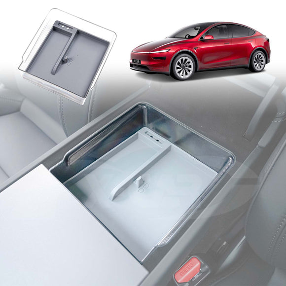 Tesla Model Y L 6-Seat 2026-Onwards Centre Console Organizer Tray Storage Container with Silicone Mat