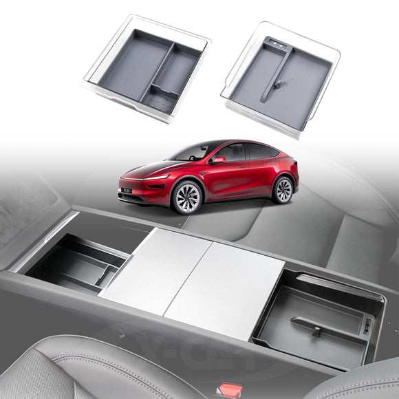 Tesla Model Y L 6-Seat 2026-Onwards Centre Console Organizer Tray Storage Container with Silicone Mat