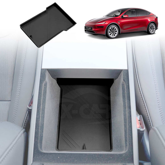 Organizer Pad for Tesla Model Y L 6-Seat 2026-Onwards Center Console Armrest Storage Cup Holder Coaster Soft Silicone Non-Slip Mat