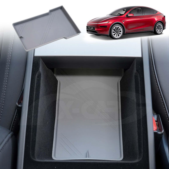 Organizer Pad for Tesla Model Y L 6-Seat 2026-Onwards Center Console Armrest Storage Cup Holder Coaster Soft Silicone Non-Slip Mat