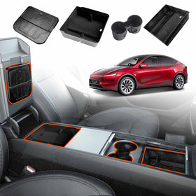 Centre Console Organiser Tray for Tesla Model Y L 6-Seat 2026-Onwards Armrest Storage Box Cup Holder Interior Accessories