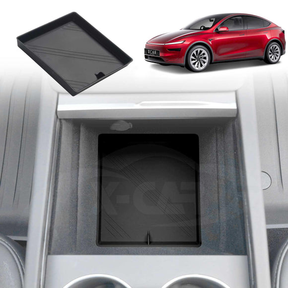 Organizer Pad for Tesla Model Y L 6-Seat 2026-Onwards Center Console Armrest Storage Cup Holder Coaster Soft Silicone Non-Slip Mat