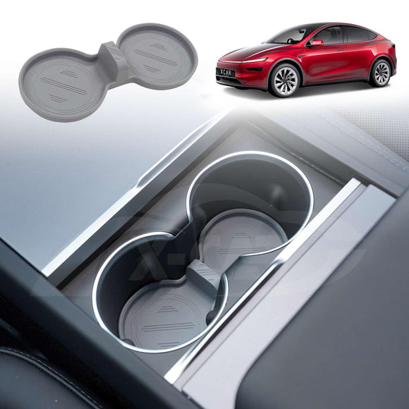 Organizer Pad for Tesla Model Y L 6-Seat 2026-Onwards Center Console Armrest Storage Cup Holder Coaster Soft Silicone Non-Slip Mat