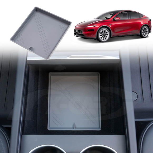 Organizer Pad for Tesla Model Y L 6-Seat 2026-Onwards Center Console Armrest Storage Cup Holder Coaster Soft Silicone Non-Slip Mat