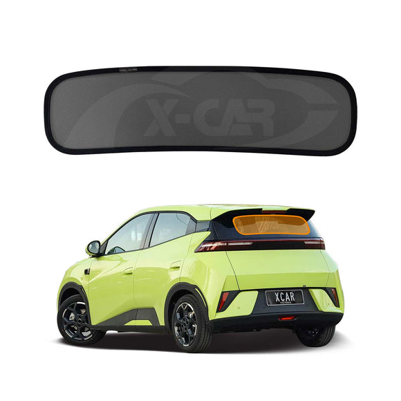 X-CAR rear windscreen sun shades installed on BYD Atto 1 car rear windscreen.
