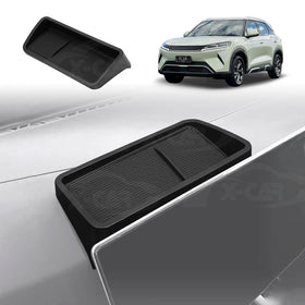 X-CAR screen storage tray installed in BYD Atto 2 dashboard behind car screen.