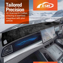 X-CAR Black dash mat for BYD SEALION 7 2025+ with HUD cutout installed on dashboard, custom 3D scanned non-slip cover designed for precision fit and glare reduction.