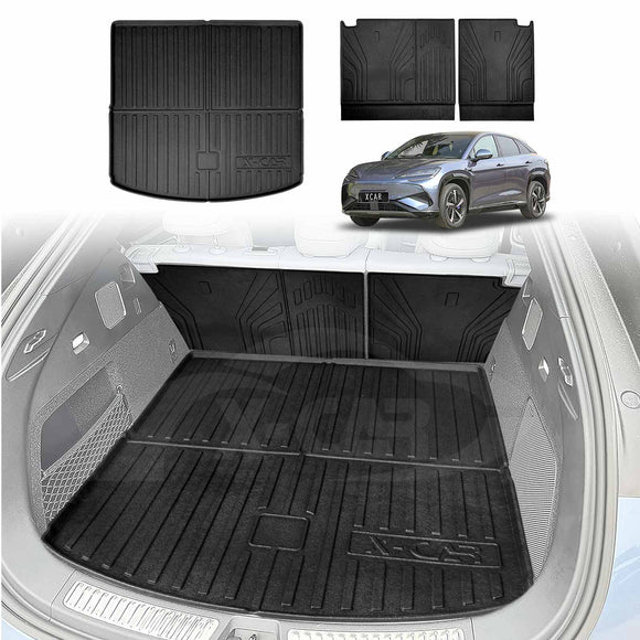 BYD Sealion 7 rear trunk boot liner and 2nd seat back cover mat by X-CAR, custom-fit all-weather cargo protection