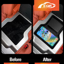 Before and after comparison of X-CAR Rear Seat Armrest Organiser Tray being installed in BYD SEALION 8.
