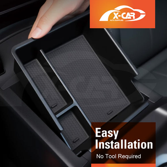 X-CAR armrest organiser tray installed for BYD SEALION 8 is easy to install, no tool required.
