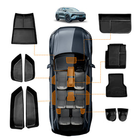 X-CAR custom-fit centre console organisers, armrest storage tray, screen tray, cup holders and car door side trays for BYD SEALION 8.