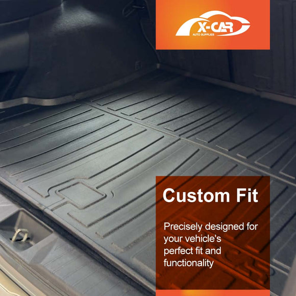 X-CAR boot liners and back seat protectors set for Outback 2015-2020 installed in the cargo area of a Outback.