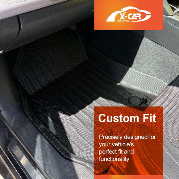 X-CAR 3D floor mat for Subaru Outback 2015-2020 installed in the foot well of the front passenger's foot well.