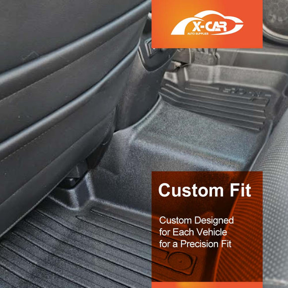 X-CAR 3D floor mats set designed for a Subaru Outback 6GEN, installed in the  rear row passenger's footwell.