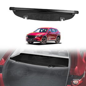 X-CAR retractable cargo cover for Mazda CX-5 KF 2017-2025 rear trunk privacy shade installed in boot area black luggage cover shield