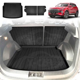 X-CAR Chery Tiggo 4 cargo trunk liner and 2nd row seat back mats, waterproof non-slip boot floor protection set