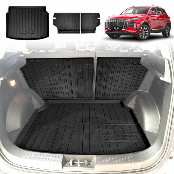 X-CAR Chery Tiggo 4 cargo trunk liner and 2nd row seat back mats, waterproof non-slip boot floor protection set