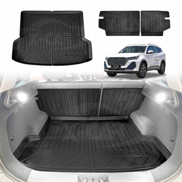 X-CAR Chery Tiggo 7 cargo trunk liner with 2nd row seat back mats, waterproof non-slip boot floor protection set