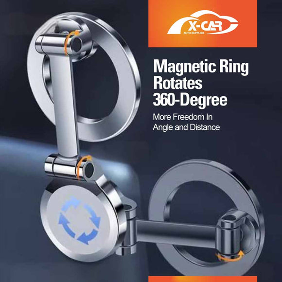 Foldable Magnetic MagSafe Phone Holder for iPhone and Android Adjustable Dashboard & Windshield Mount with Alloy Construction