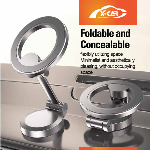 Foldable Magnetic MagSafe Phone Holder for iPhone and Android Adjustable Dashboard & Windshield Mount with Alloy Construction