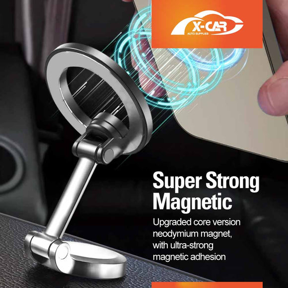 Foldable Magnetic MagSafe Phone Holder for iPhone and Android Adjustable Dashboard & Windshield Mount with Alloy Construction
