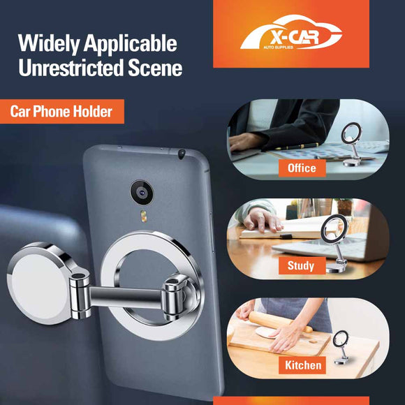 Foldable Magnetic MagSafe Phone Holder for iPhone and Android Adjustable Dashboard & Windshield Mount with Alloy Construction