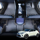 Car floor mats for Toyota CHR C-HR 2016-2023 displayed inside a car, showing a diamond pattern and the mats appear to be made of a luxury material.