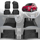 3D Floor Mats for Fiat 500 500C 2008-2024 All Weather Car Liners-1