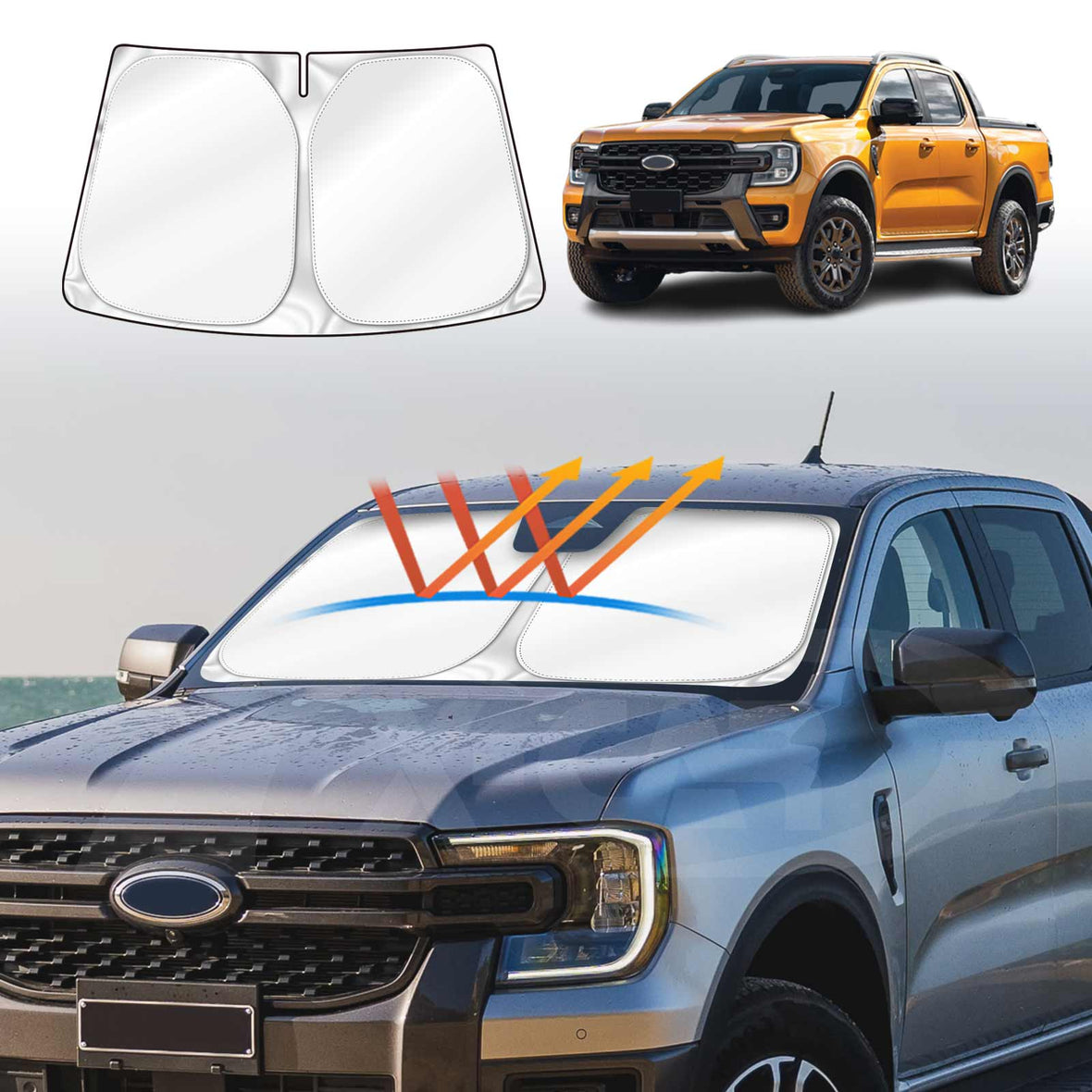 Ford Ranger Window Frame Ford Ranger Next Gen 2022+ Windscreen Sun Shade | X-CAR