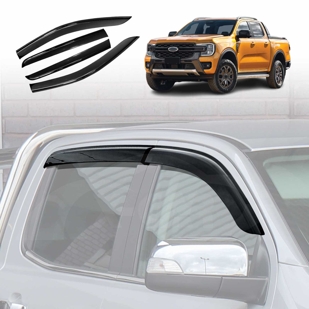 Ford Ranger Next Gen 2022+ Dual Cab Weathershields | X-CAR