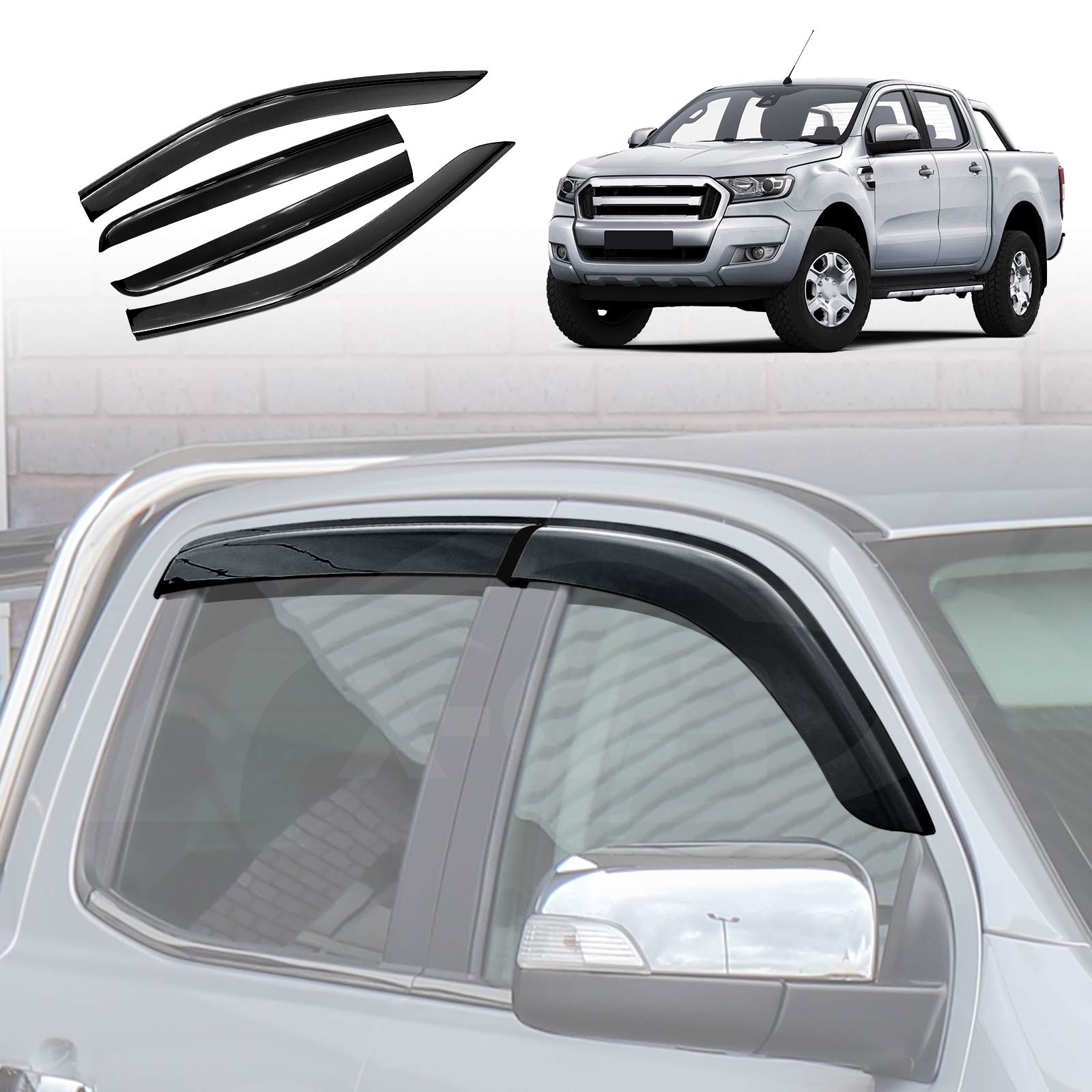 Ford Ranger PX1 PX2 PX3 2011-2022 Dual Cab Weathershields | X-CAR