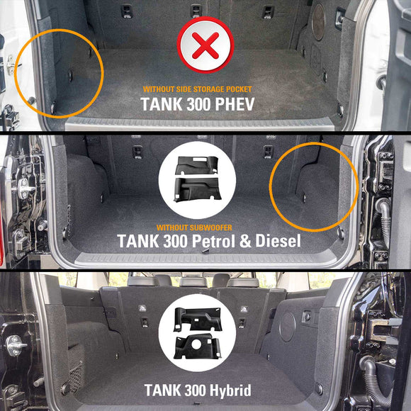 Boot Liner / Back Seat Protector for GWM Tank 300 2023-Onwards Boot Side Liner Mats