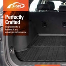 Car trunk with a black floor mat and XCar logo on an orange background