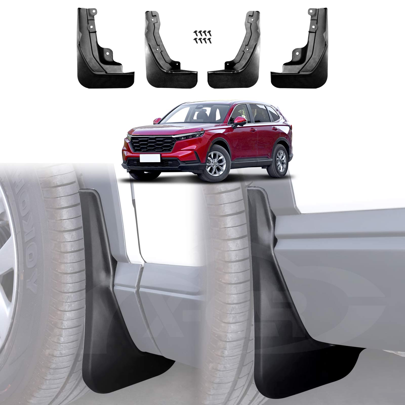 Black Mud Flaps Splash Guards For Honda HR-V 2014-2019 - Set Of 4, TPE+PP Material