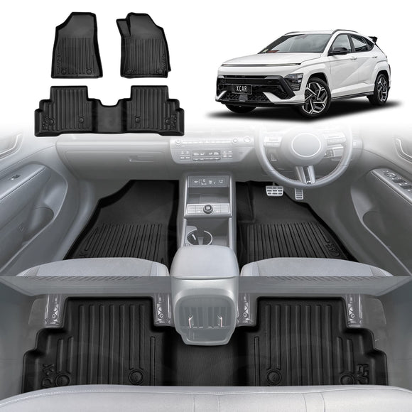 3D Floor Mats for Hyundai Kona 2023-Onwards All-Weather Car Liners