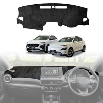 X-CAR Hyundai Kona 2017-2023 dash mat designed for displayed on a Hyundai Kona's dashboard.