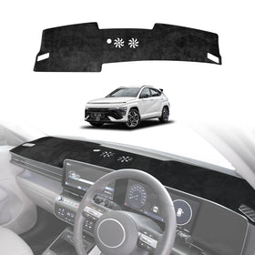 X-CAR Hyundai Kona 2023 onwards dash mat installed on a Hyundai Kona's dashboard.