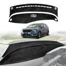 Kia Carnival KA4 2020–2025 X-CAR black dashboard cover mat installed, custom-fit dash protector reducing glare and protecting interior from UV damage.