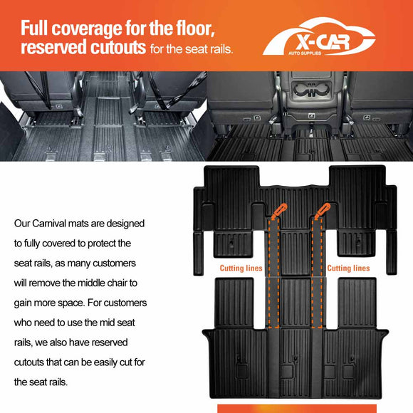 Floor Mats for Kia Carnival KA4 Series 2020-Onwards Heavy Duty All Weather Car Mats