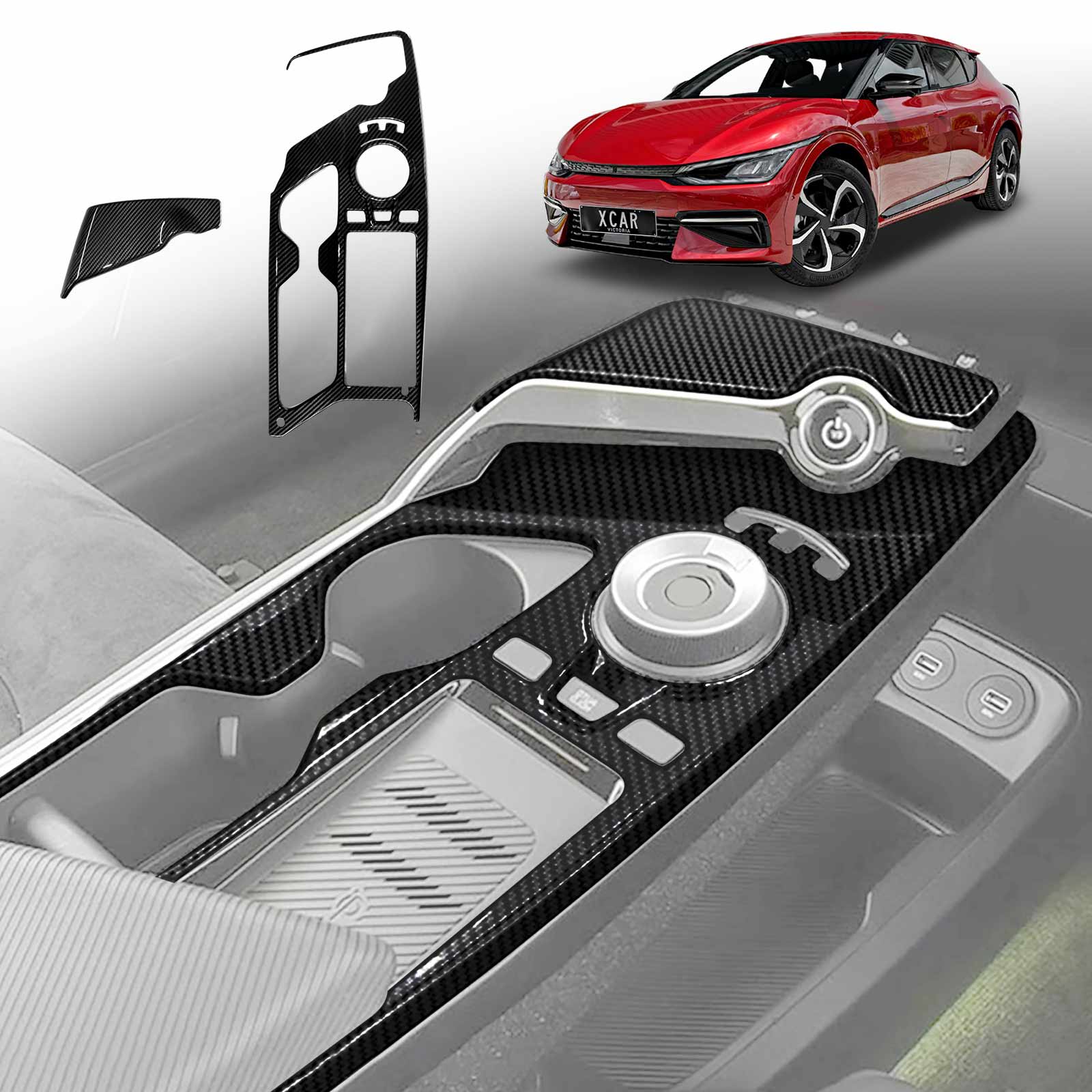 Gear Shift Frame Trim for Kia EV6 2021-Onwards Carbon Fiber Style Cent ...