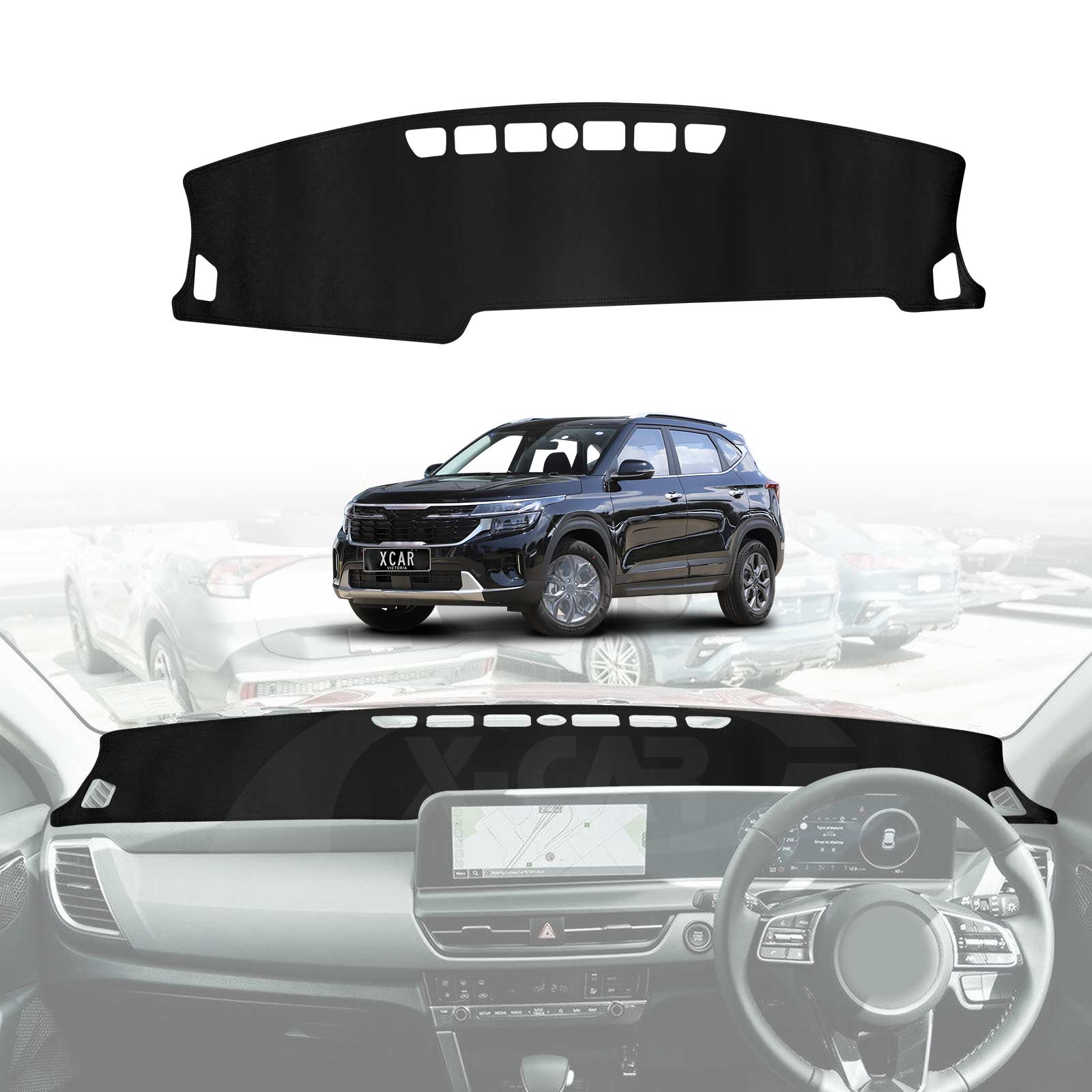 Dash Mat for Kia Seltos Without HUD 2022-Onwards Non-Slip Dashboard Pa ...