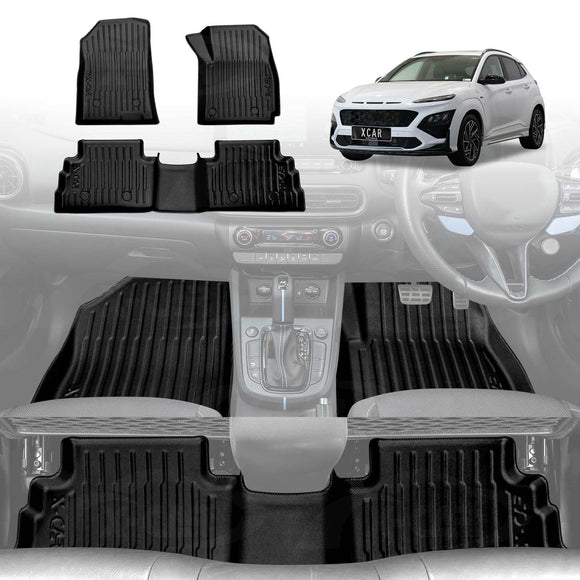 3D Floor Mats for Hyundai Kona Petrol 2017-2023 All-Weather Car Liners