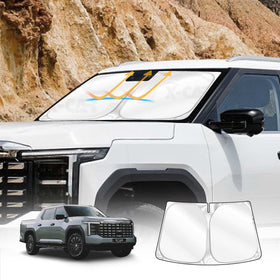 X-CAR windscreen sun shade for LDV Terron 9 Dual Cab 2025-Onwards, custom-fit reflective windshield shade designed to reduce cabin heat, glare and UV exposure.