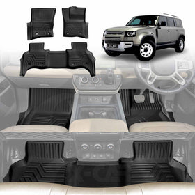 Land Rover Defender 110 all weather floor mats set 3pcs X-CAR TPE car foot mats for 2020+ Defender interior